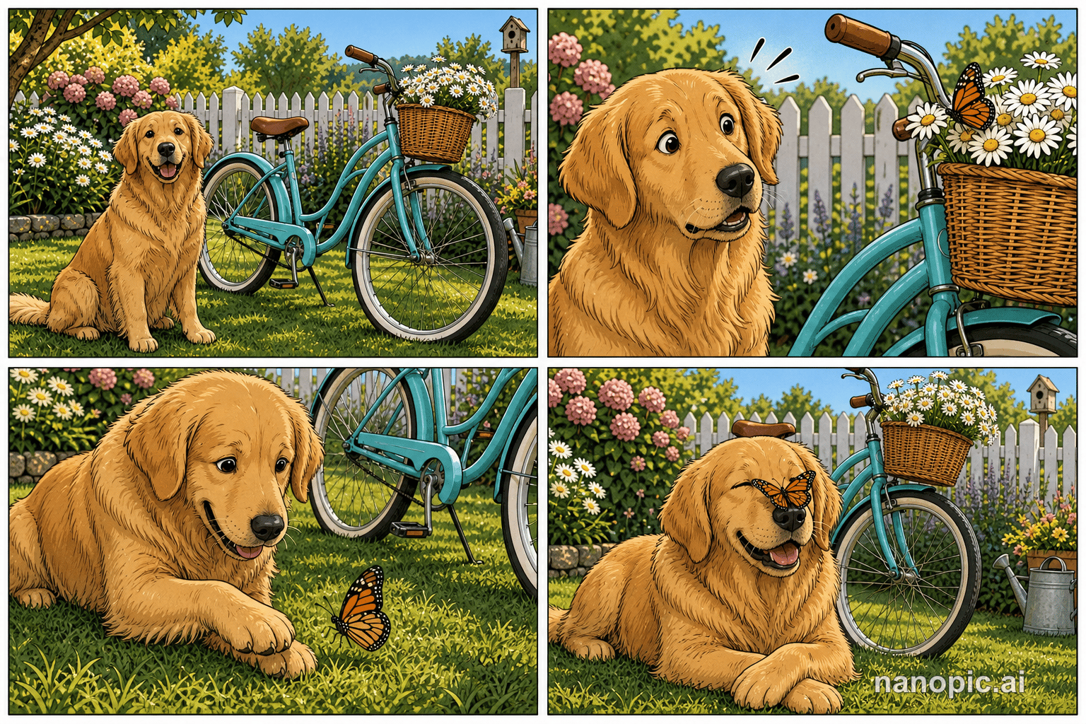 four-panel visual story on one page