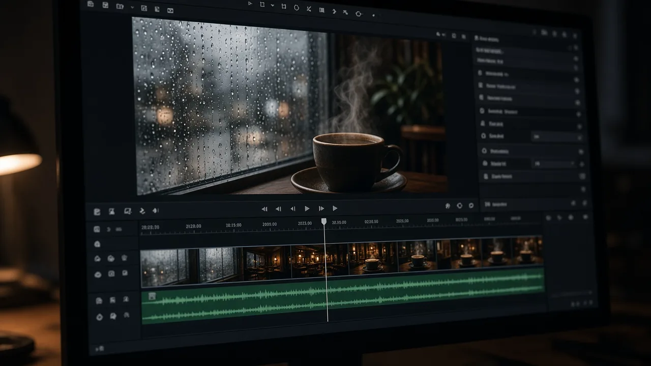 Editing timeline reviewing a finished short video