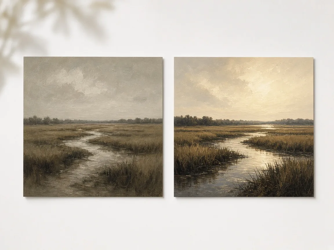 Two landscape prints compared side by side