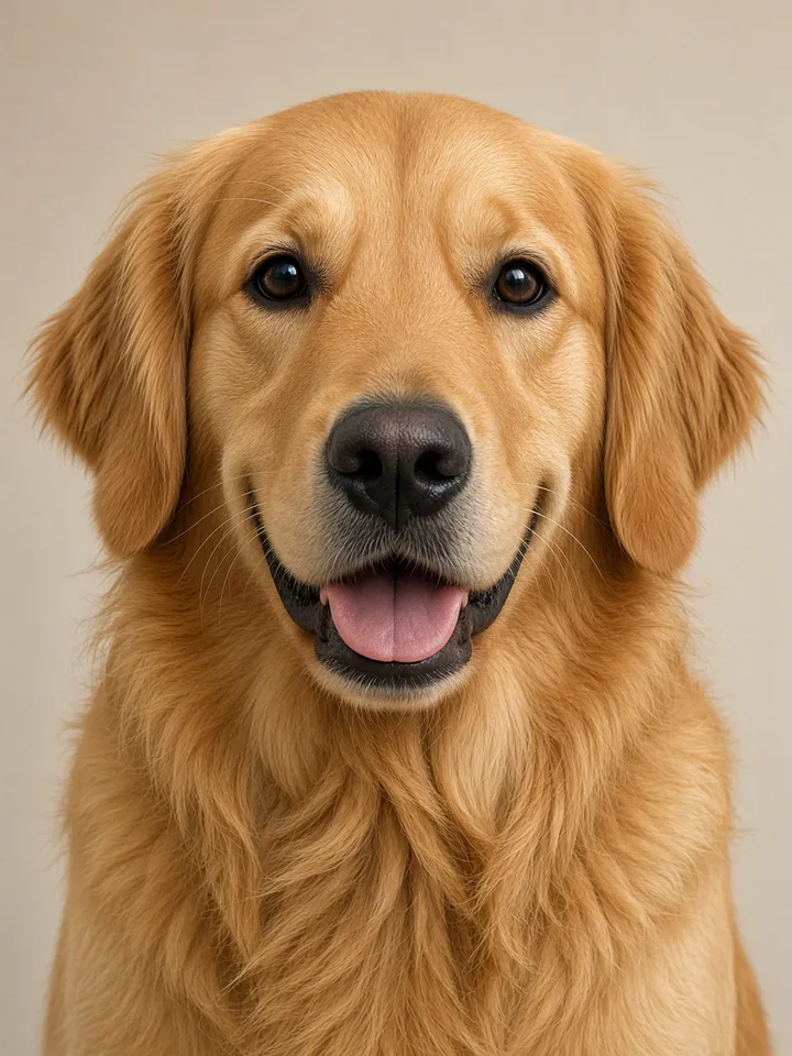 Sample left subject — clear golden retriever front portrait